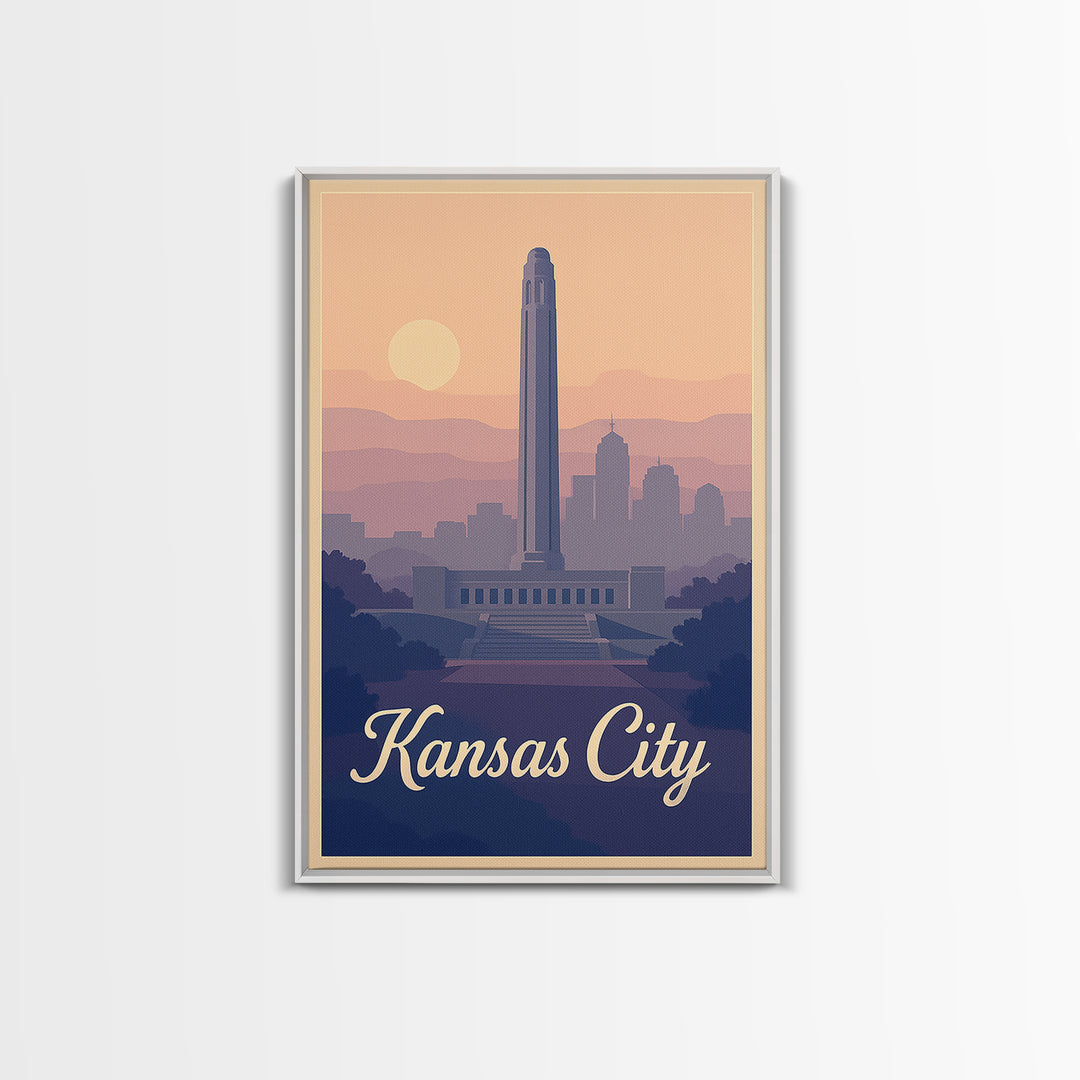 Kansas City Travel Poster, Canvas Print, Vintage Travel Poster Art, Kansas City Art Print, Travel Wall Art, Vintage City Art, Wall Art