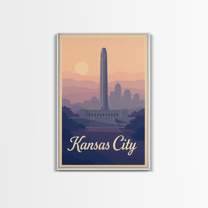 Kansas City Travel Poster, Canvas Print, Vintage Travel Poster Art, Kansas City Art Print, Travel Wall Art, Vintage City Art, Wall Art