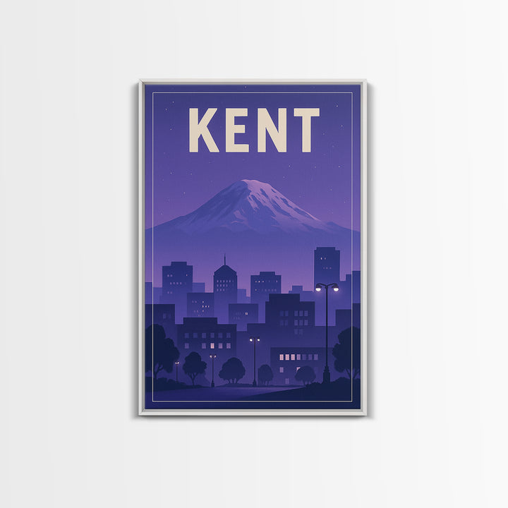 Kent Washington Travel Poster, Canvas Print, Retro Sunset Skyline Art, Kent Poster Print, Wall Decor, Gift For Travelers, Travel Decor