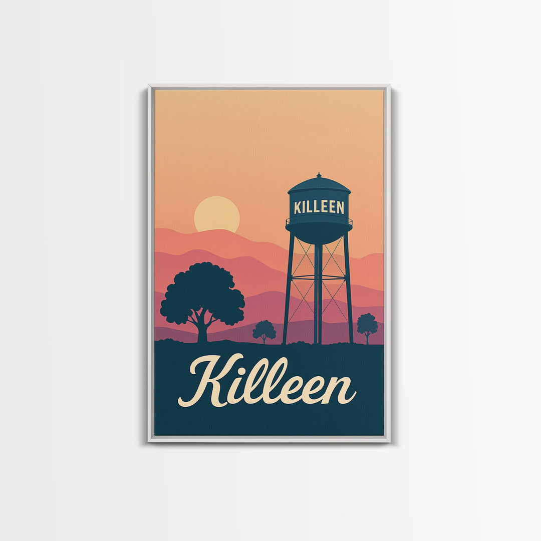 Killeen Texas Travel Poster, Canvas Print, Mid Century City Wall Art, Killeen Art Print, Modern Wall Decor, Travel Poster Art, Wall Decor