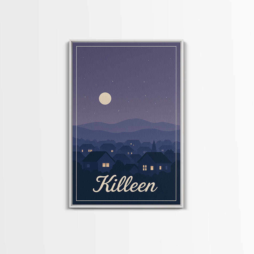 Killeen Travel Poster, Canvas Print, Classic Travel Poster Art, Killeen Poster Print, City Illustration, Travel Wall Art, Travel Poster Set