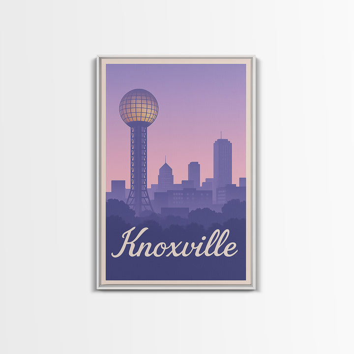Knoxville Travel Poster, Framed Canvas Print, Mid Century City Wall Art, Knoxville Travel Art, Mid Century Wall Art, Travel Wall Decor