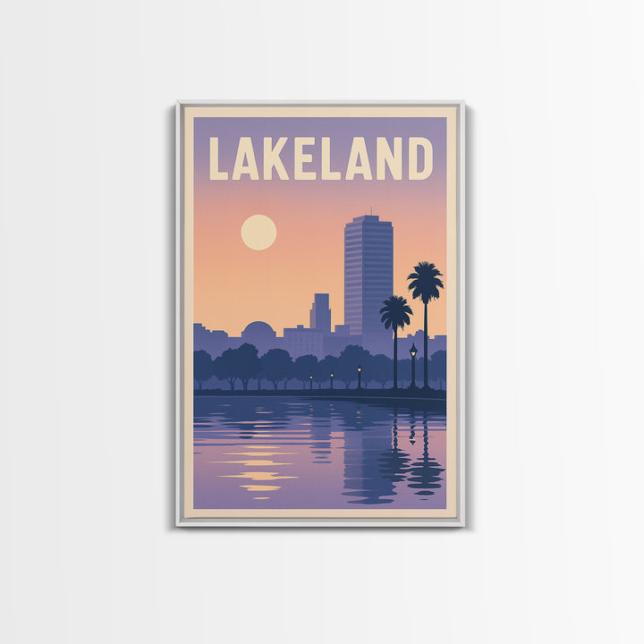 Lakeland Florida Travel Poster, Framed Canvas Print, Mid Century City Wall Art, Lakeland Poster Print, Vintage Travel Art, Travel Wall Art