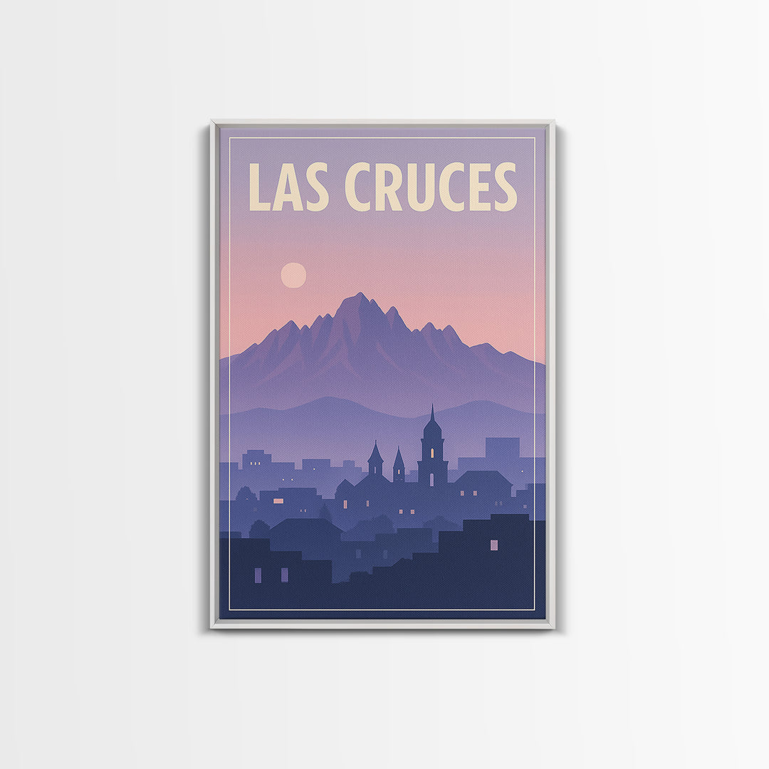 Las Cruces New Mexico Travel Poster, Canvas Print, Retro Sunset Skyline Art, Las Cruces Art Print, Modern Wall Decor, City Illustration