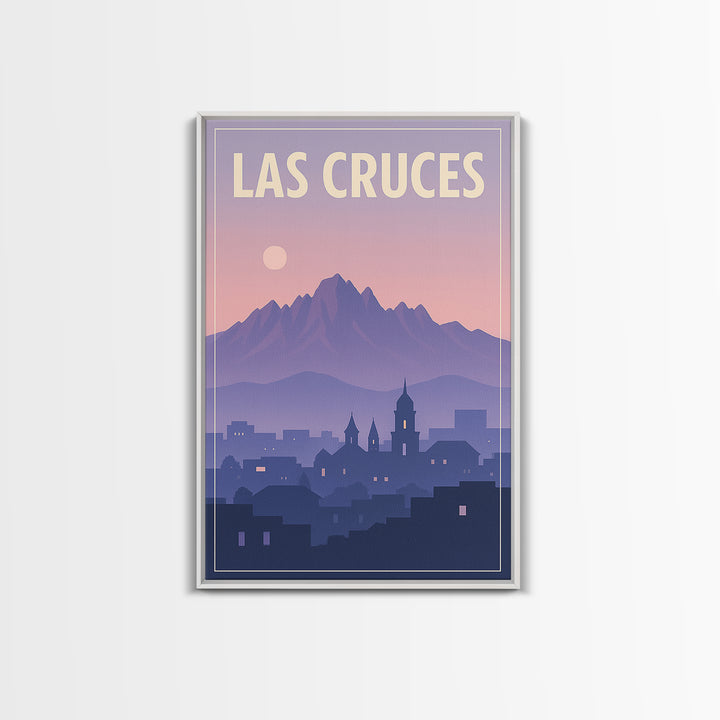 Las Cruces New Mexico Travel Poster, Canvas Print, Retro Sunset Skyline Art, Las Cruces Art Print, Modern Wall Decor, City Illustration