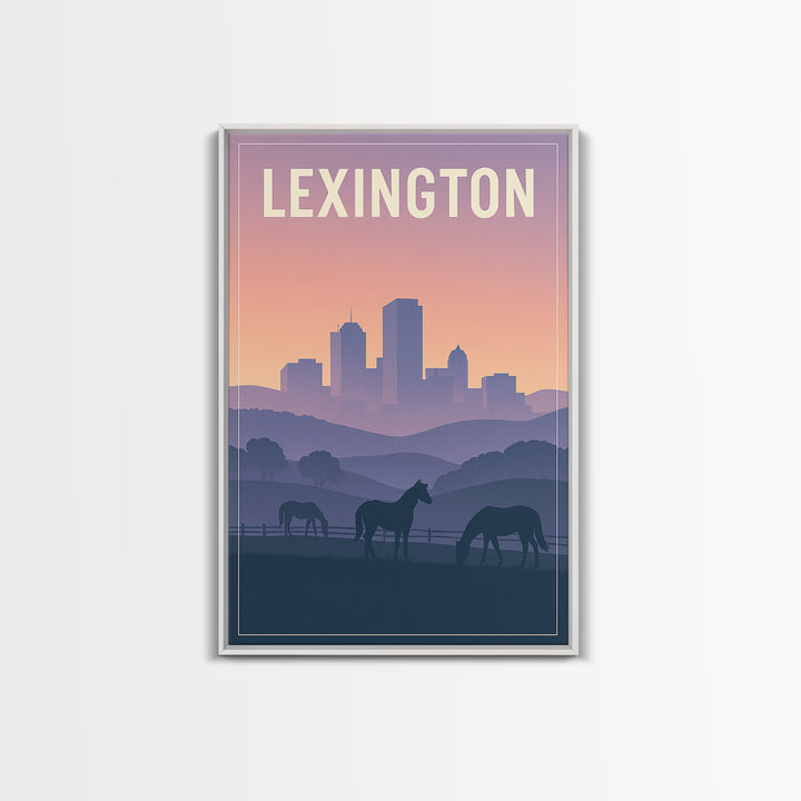 Lexington Kentucky Travel Poster, Framed Canvas Print, Classic Travel Poster Art, Lexington Art Print, Travel Wall Art, City Illustration