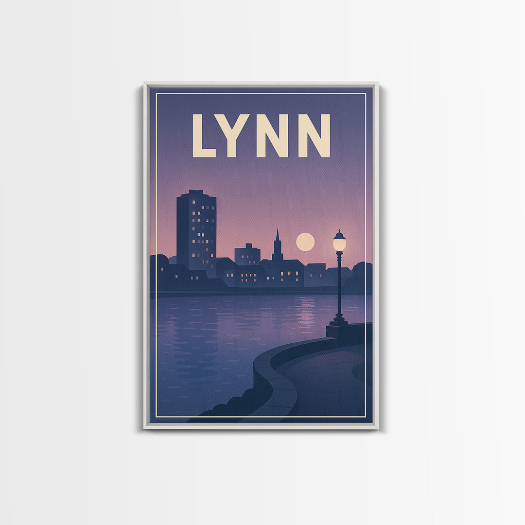 Lynn Travel Poster, Canvas Print, Mid Century City Wall Art, Lynn Poster Print, City Art Print, Vintage Travel Print, Travel Art Print