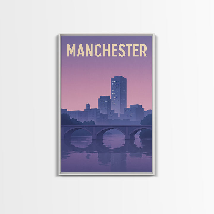 Manchester Travel Poster, Framed Canvas Print, Classic Travel Poster Art, Manchester Art Print, Travel Art Print, Fine Art Print