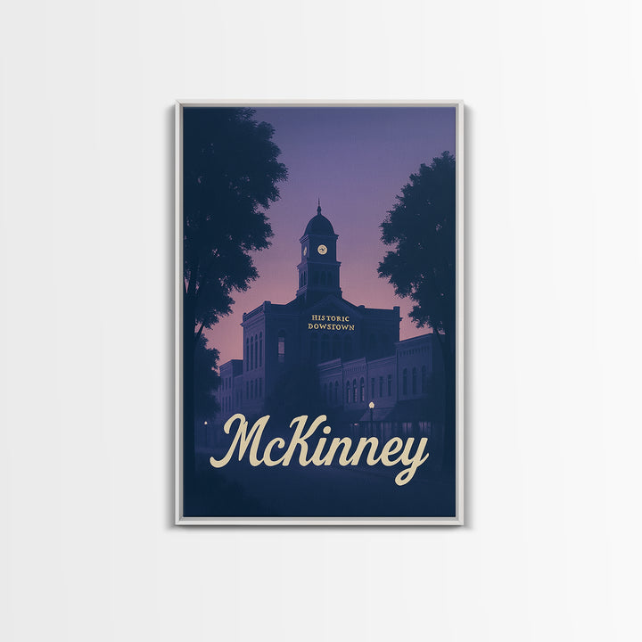 Mckinney Travel Poster, Framed Canvas Print, Classic Travel Poster Art, Mckinney City Art, Vintage City Poster, Retro Travel Print