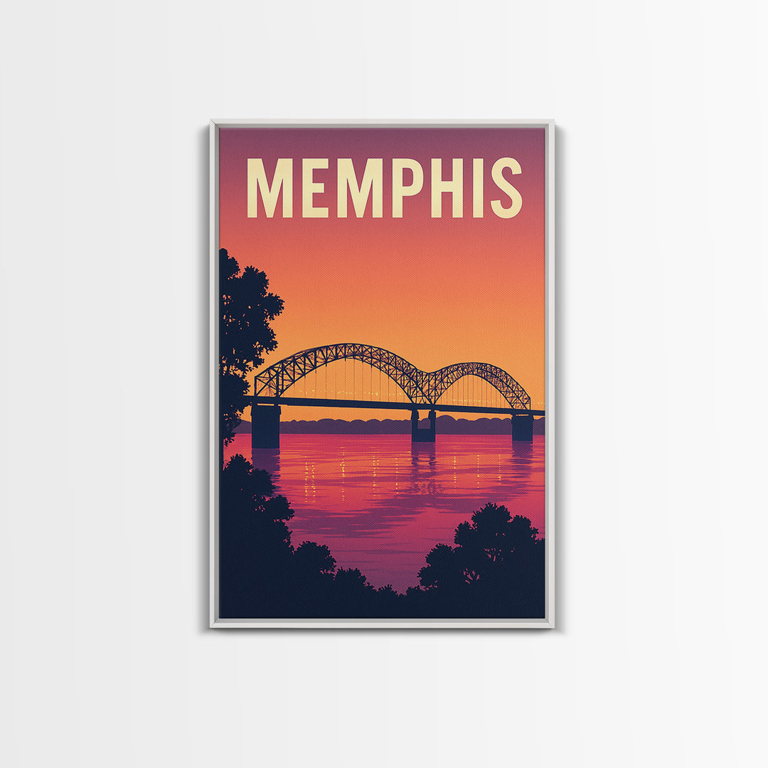 Memphis Tennessee Travel Poster, Framed Canvas Print, Vintage Travel Poster Art, Memphis Travel Art, Retro Travel Print, Fine Art Print