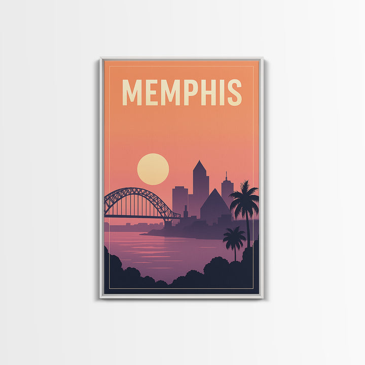 Memphis Travel Poster, Framed Canvas Print, Mid Century City Wall Art, Memphis Art Print, Home Office Decor, Fine Art Print, Poster Art