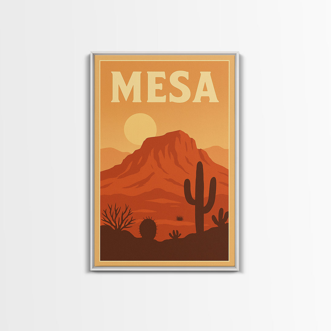 Mesa Travel Poster, Canvas Print, Classic Travel Poster Art, Mesa City Art, City Art Print, Travel Art Print, Travel Poster Art