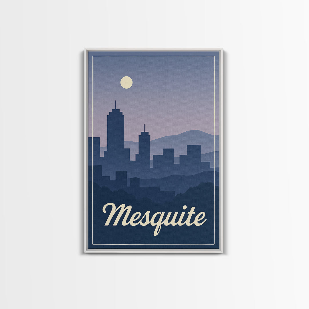 Mesquite Travel Poster, Framed Canvas Print, Mid Century City Wall Art, Mesquite Poster Print, Travel Poster Set, Home Office Decor