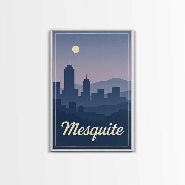 Mesquite Travel Poster, Framed Canvas Print, Mid Century City Wall Art, Mesquite Poster Print, Travel Poster Set, Home Office Decor