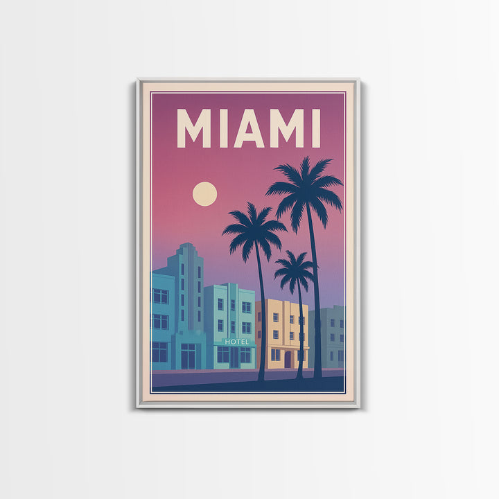 Miami Florida Travel Poster, Canvas Print, Classic Poster Art, Miami Poster Print, City Art Print, Watercolor Skyline Art, Travel Art