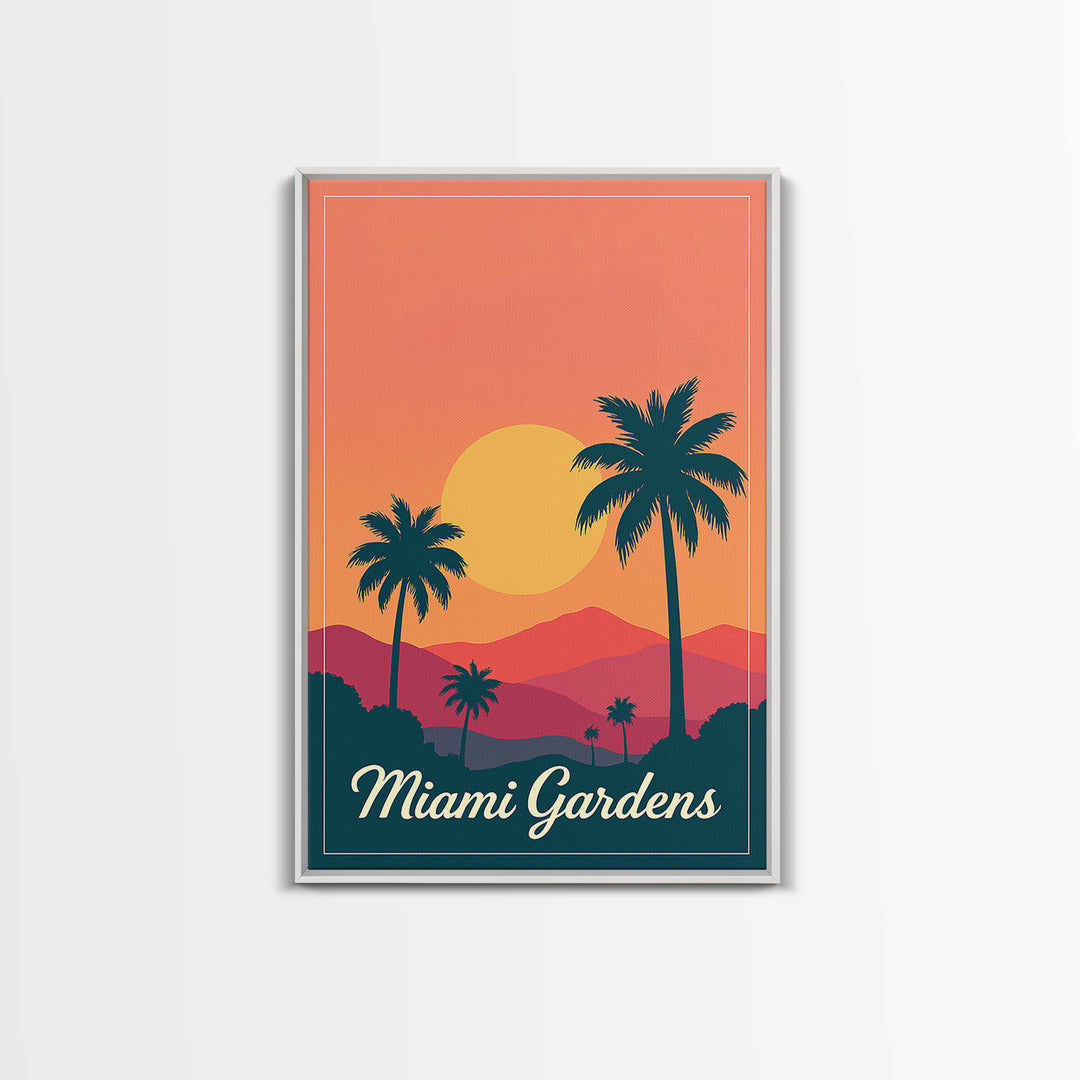 Miami Gardens Florida Travel Poster, Canvas Print, Vintage Travel Poster Art, Miami Gardens Poster Print, Gift For Travelers, City Art Print