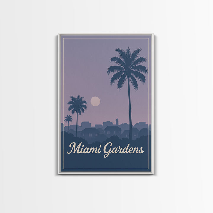 Miami Gardens Travel Poster, Canvas Print, Vintage Travel Poster Art, Miami Gardens Art Print, Living Room Wall Art, Travel Wall Art