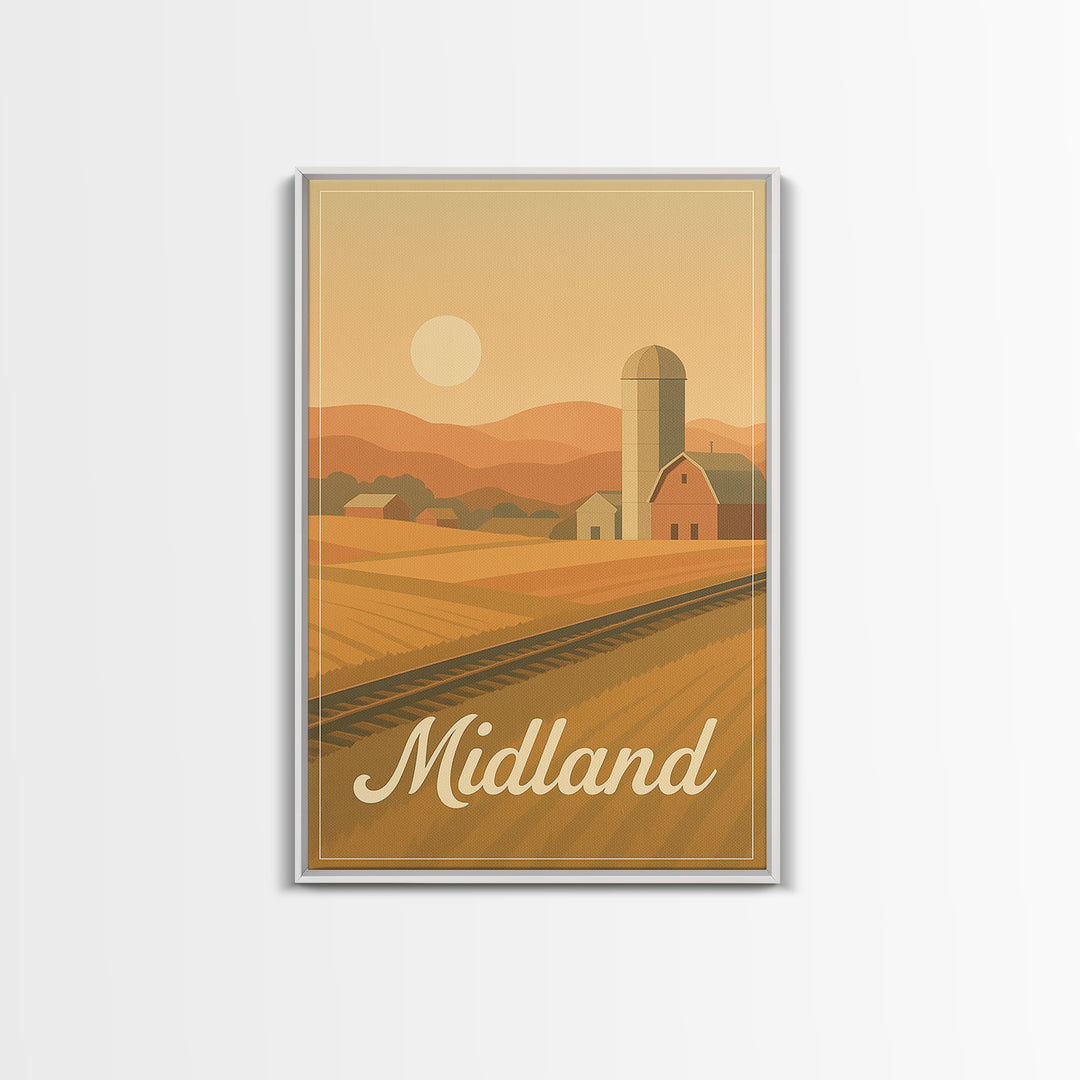 Midland Texas Travel Poster, Framed Canvas Print, Classic Travel Poster Art, Midland Wall Art, Travel Wall Art, Gift For Travelers