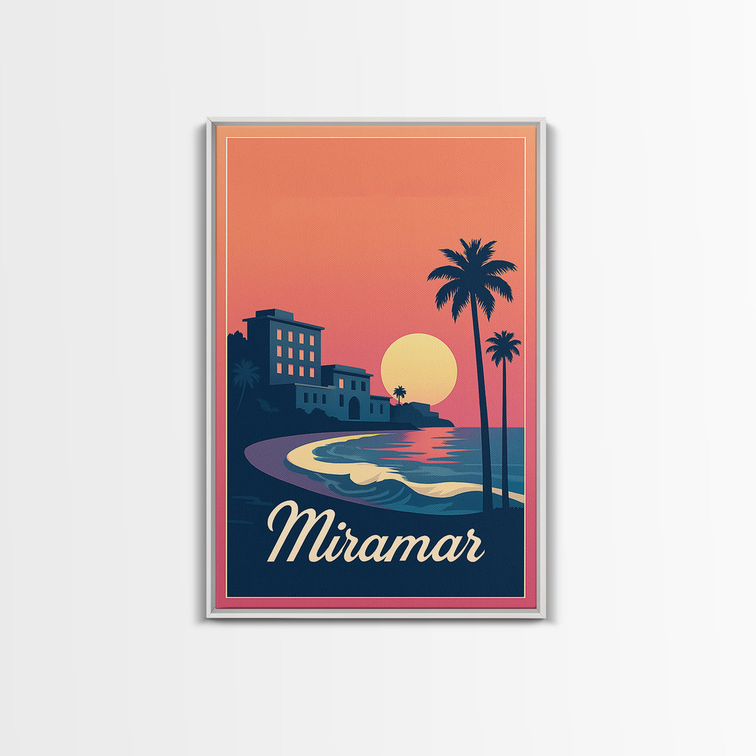 Miramar Florida Travel Poster, Canvas Print, Mid Century City Wall Art, Miramar City Art, Poster Art, Vintage City Poster, Travel Wall Art