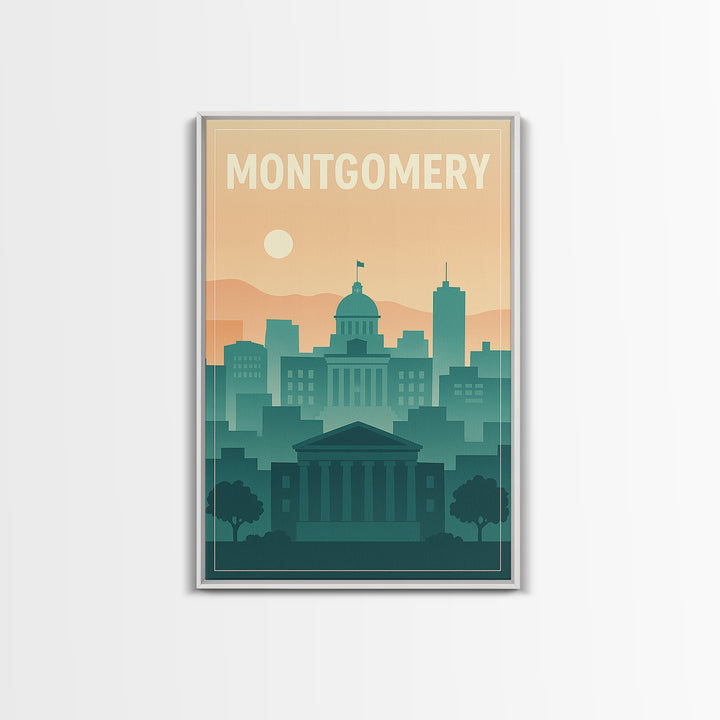 Montgomery Travel Poster, Canvas Print, Mid Century City Wall Art, Montgomery City Art, Mid Century Wall Art, Gift For Travelers