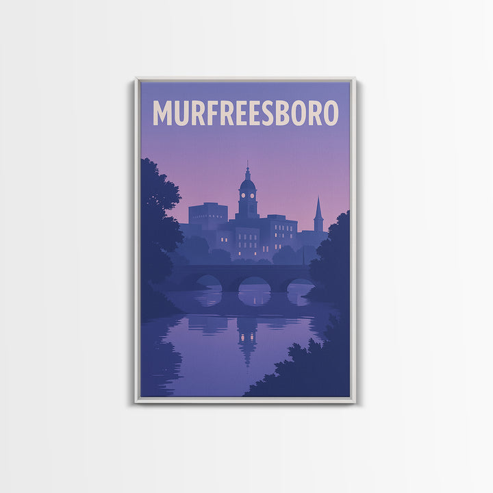 Murfreesboro Tennessee Travel Poster, Canvas Print, Classic Poster Art, Murfreesboro Poster Print, Skyline Art, Watercolor Downtown Skyline