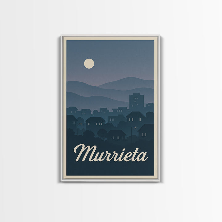 Murrieta Travel Poster, Framed Canvas Print, Mid Century City Wall Art, Murrieta Art Print, Gift For Travelers, Vintage City Poster