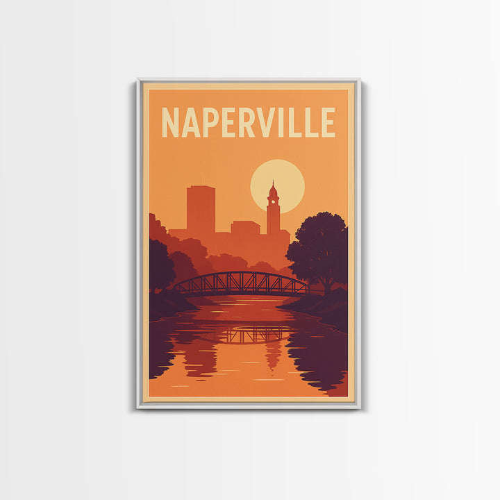 Naperville Travel Poster, Canvas Print, Mid Century City Wall Art, Naperville Poster Print, Retro Travel Print, Home Office Decor
