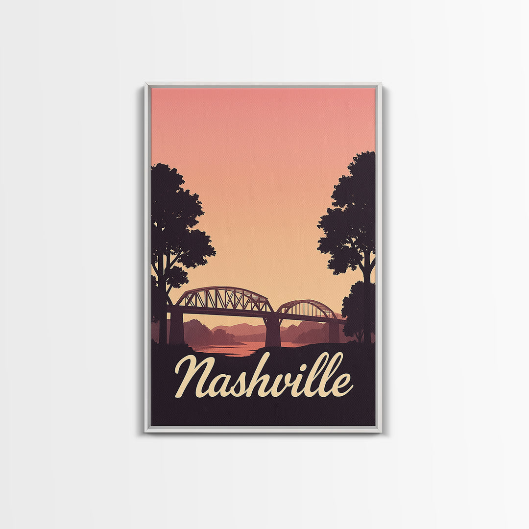 Nashville Tennessee Travel Poster, Canvas Print, Vintage Travel Poster Art, Nashville City Art, Vintage Travel Art, Living Room Wall Art