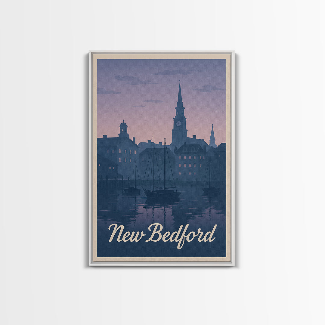 New Bedford Travel Poster, Framed Canvas Print, Vintage Travel Poster Art, New Bedford Poster Print, Fine Art Print, Vintage Travel Art