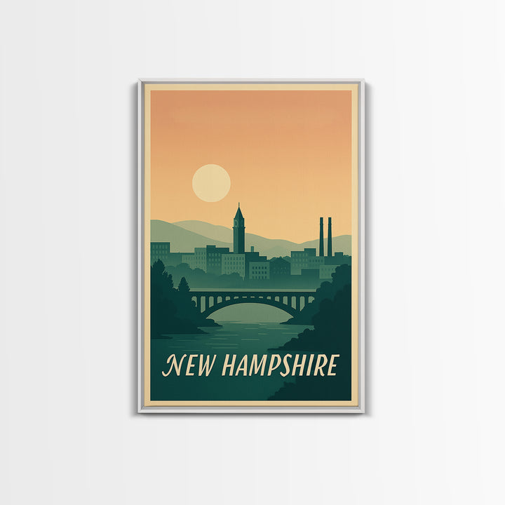 New Hampshire Travel Poster, Canvas Print, Mid Century City Wall Art, New Hampshire Poster Print, City Art Print, Travel Poster Set