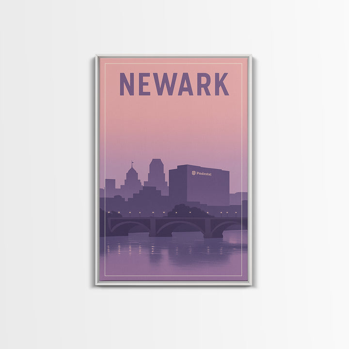 Newark New Jersey Travel Poster, Canvas Print, Mid Century City Wall Art, Newark Art Print, Watercolor City Skyline, Art Print
