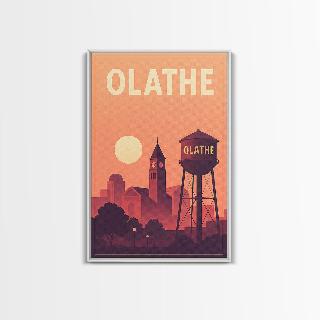 Olathe Travel Poster, Canvas Print, Mid Century City Wall Art, Olathe Travel Art, Travel Wall Art, Home Office Decor, City Illustration
