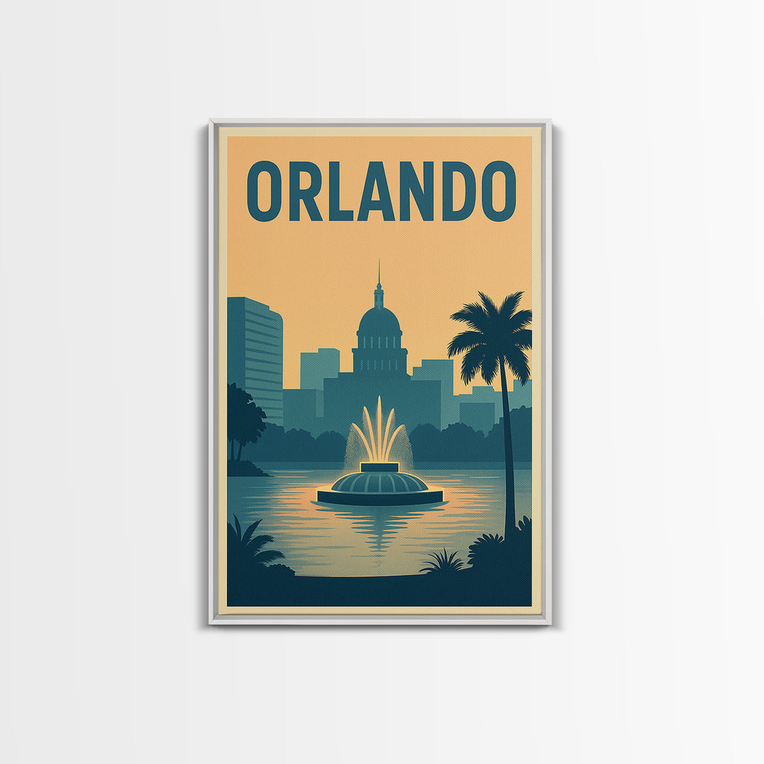 Orlando Travel Poster, Framed Canvas Print, Classic Travel Poster Art, Orlando Travel Art, Vintage Travel Art, Mid Century Wall Art