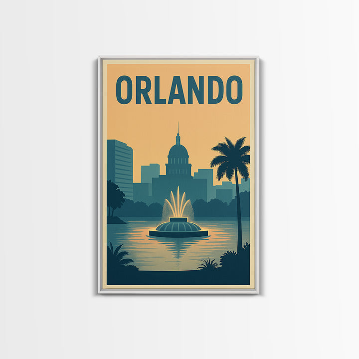 Orlando Travel Poster, Framed Canvas Print, Classic Travel Poster Art, Orlando Travel Art, Vintage Travel Art, Mid Century Wall Art