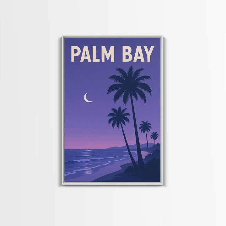 Palm Bay Florida Travel Poster, Canvas Print, Retro Sunset Skyline Art, Palm Bay Poster Print, Poster Art, Wanderlust Decor, Travel Gift