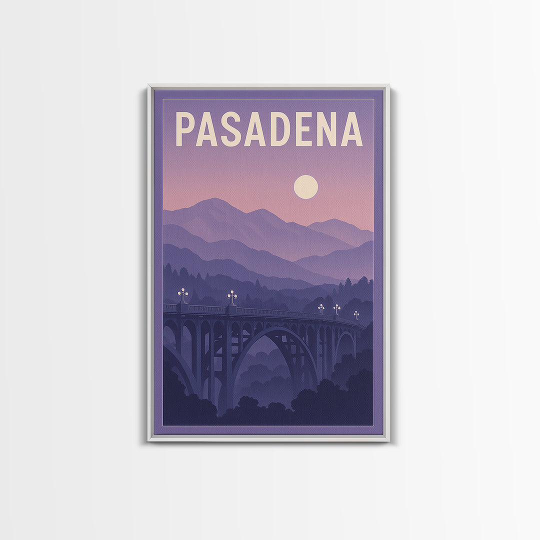 Pasadena California Travel Poster, Canvas Print, Mid Century City Wall Art, Pasadena City Art, Travel Print, Vintage City Poster, Wall Art