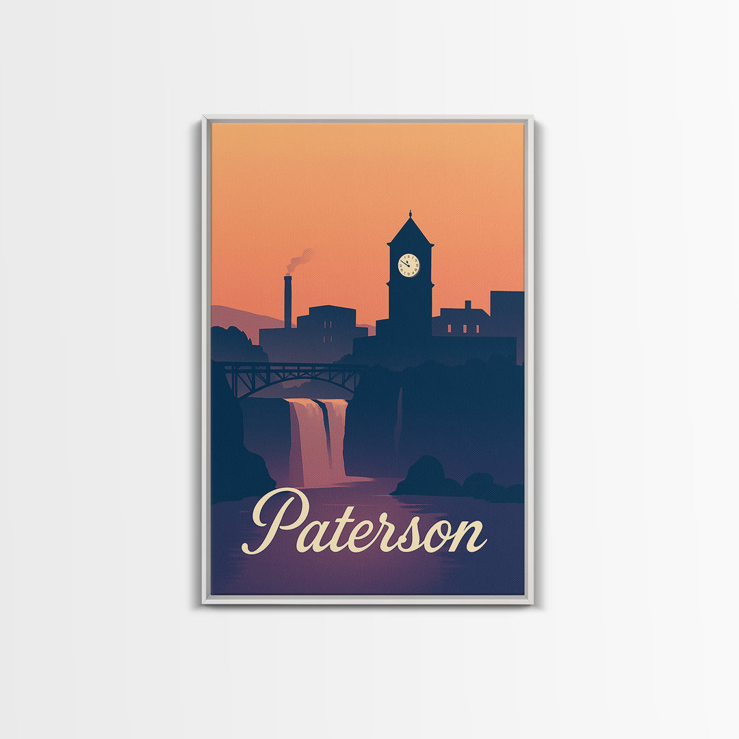 Paterson New Jersey Travel Poster, Canvas Print, Mid Century City Wall Art, Paterson Print, Vintage City Poster, Vintage City Art, Design 2