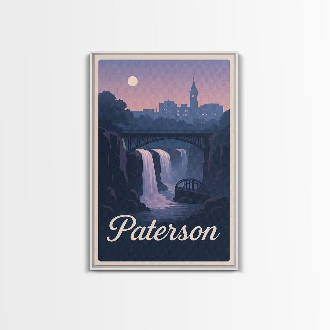 Paterson Travel Poster, Framed Canvas Print, Mid Century City Wall Art, Paterson Poster Print, Travel Poster Set, Gift For Travelers