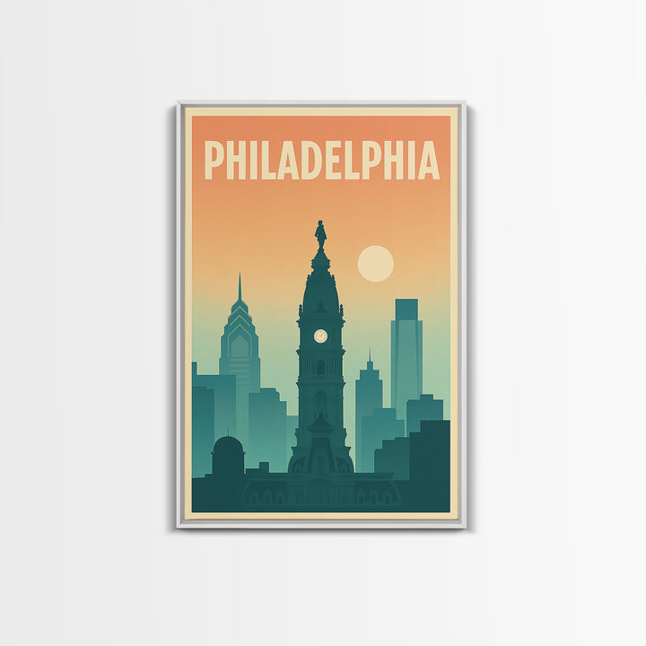 Philadelphia Pennsylvania Travel Poster, Canvas Print, Classic Travel Poster Art, Philadelphia Wall Art, Office Decor, Eclectic Wall Decor