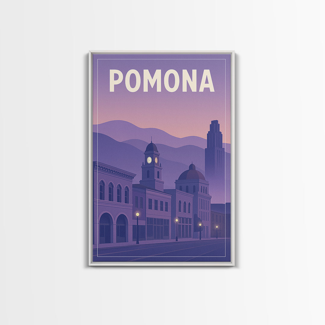 Pomona California Travel Poster, Canvas Print, Classic Travel Poster Art, Pomona City Art, Wall Art, Wanderlust Decor, City Art Print