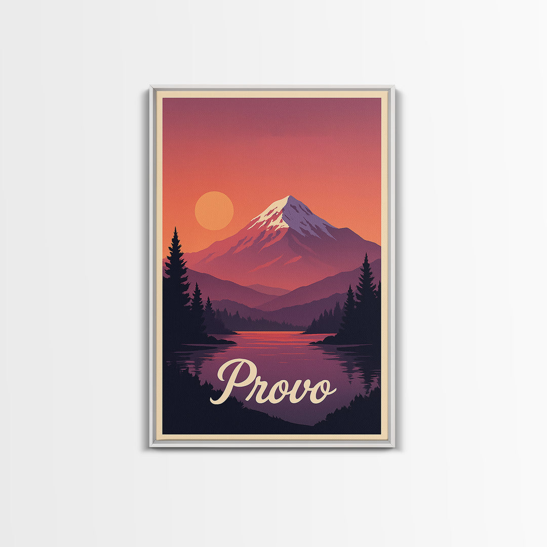 Provo Utah Travel Poster, Canvas Print, Vintage Travel Poster Art, Provo Wall Art, City Travel Prints, Fine Art Print, Retro Travel Print