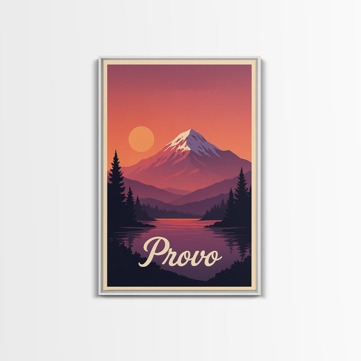 Provo Utah Travel Poster, Canvas Print, Vintage Travel Poster Art, Provo Wall Art, City Travel Prints, Fine Art Print, Retro Travel Print