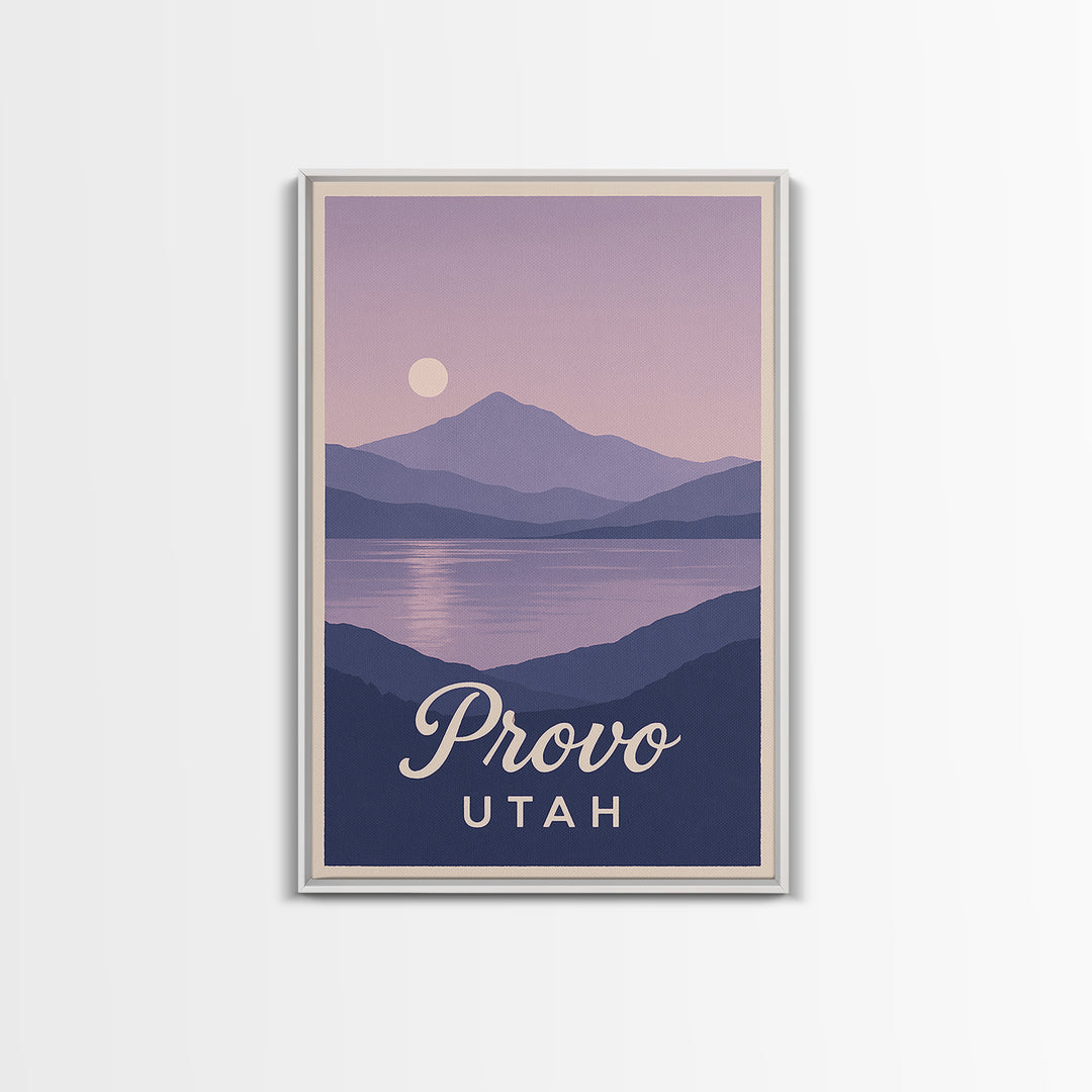 Provo Travel Poster, Framed Canvas Print, Classic Travel Poster Art, Provo Poster Print, Vintage City Art, Vintage Travel Art, Wall Art