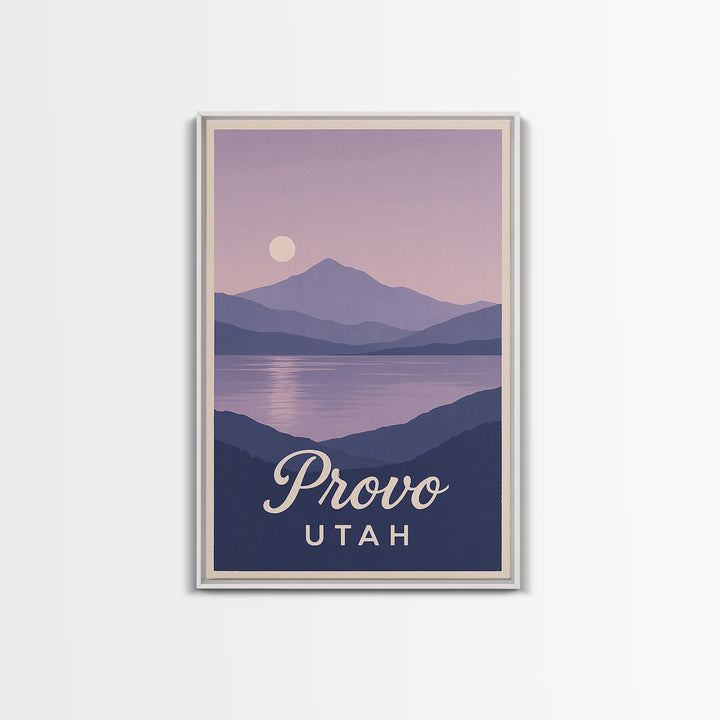 Provo Travel Poster, Framed Canvas Print, Classic Travel Poster Art, Provo Poster Print, Vintage City Art, Vintage Travel Art, Wall Art