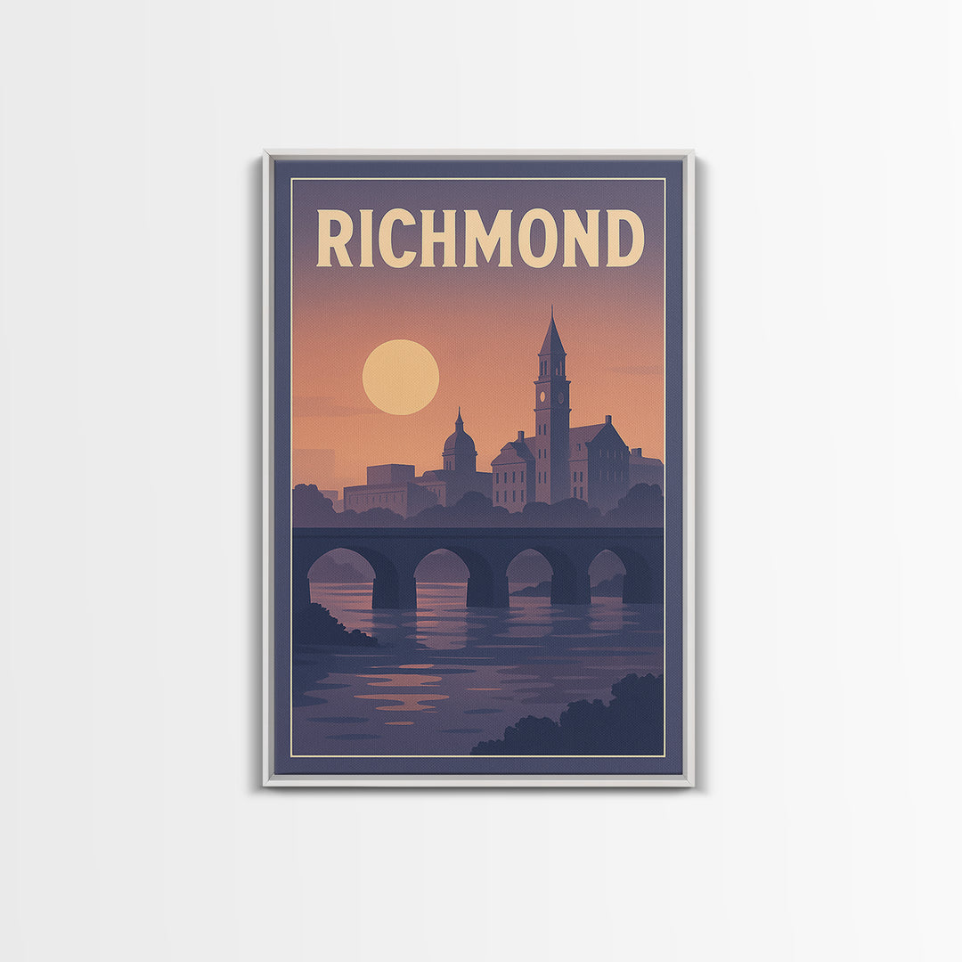 Richmond Travel Poster, Canvas Print, Classic Travel Poster Art, Richmond Travel Art, Modern Wall Decor, Living Room Wall Art, Design 2