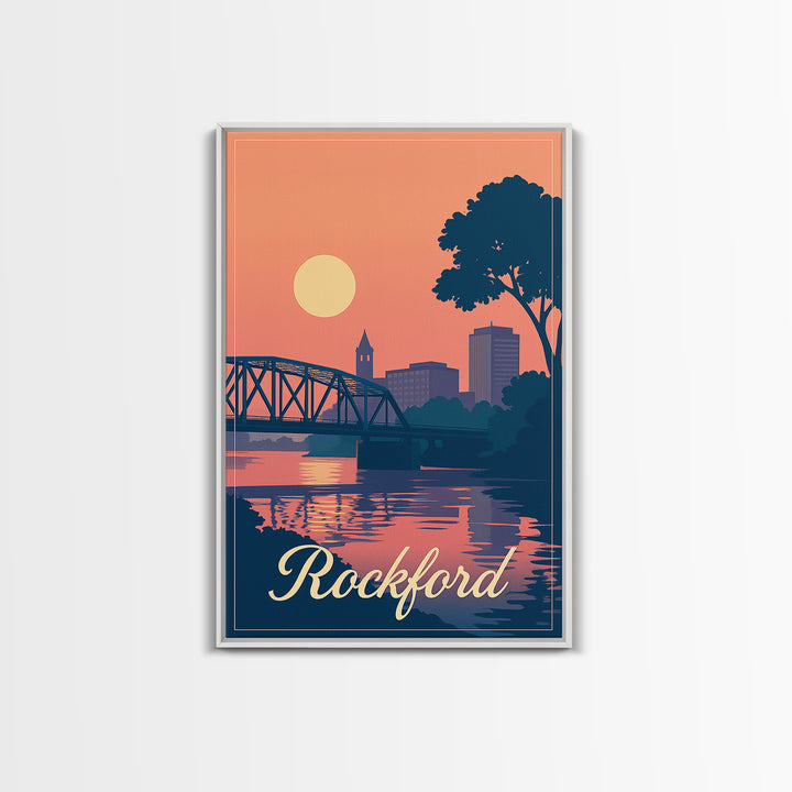 Rockford Illinois Travel Poster, Canvas Print, Classic Travel Poster Art, Rockford City Art, Travel Wall Art, Wall Decor, Fine Art Print