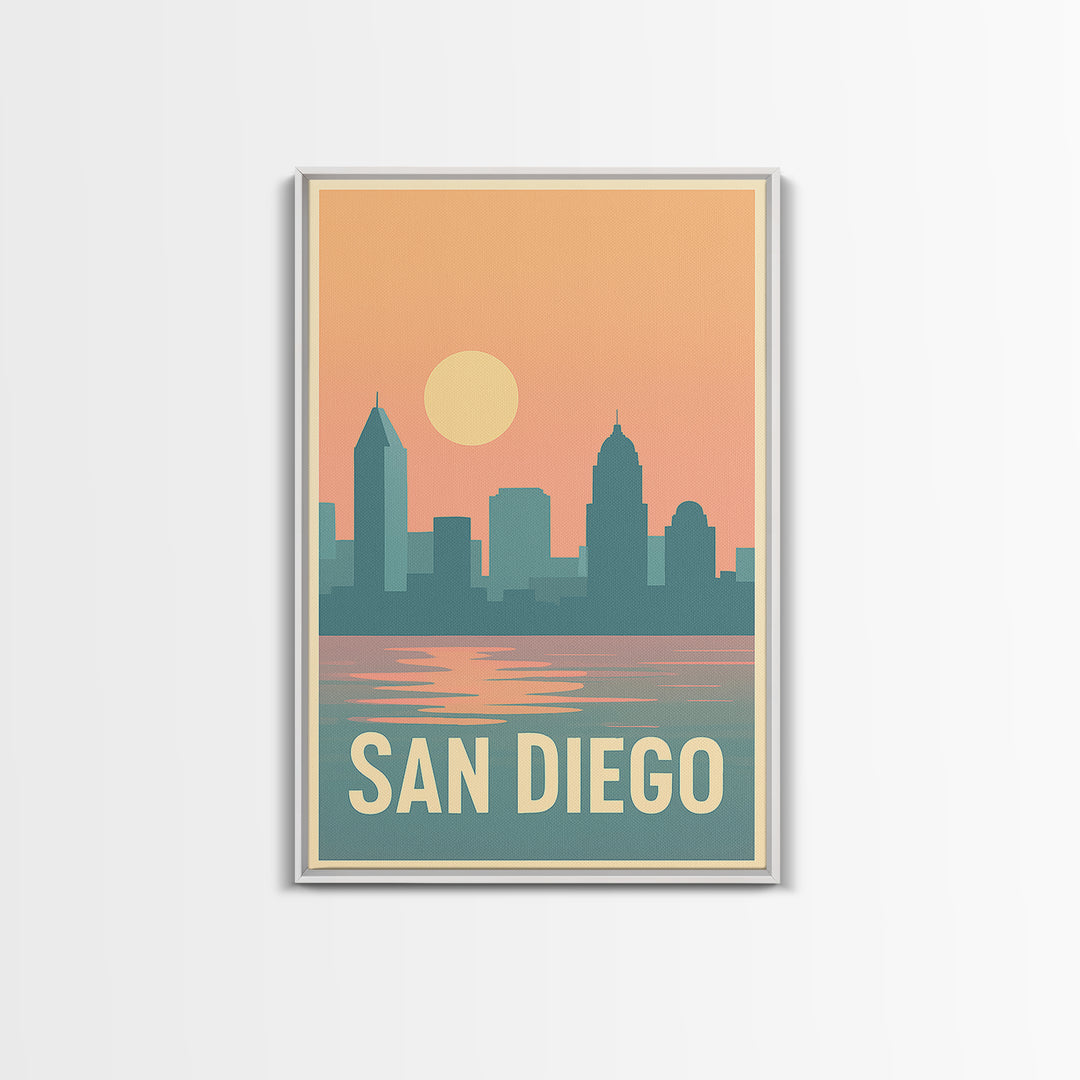 San Diego Travel Poster, Canvas Print, Classic Travel Poster Art, San Diego Travel Art, Fine Art Print, Travel Art Print, City Illustration