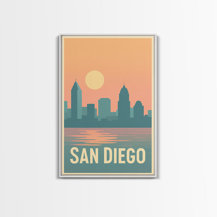 San Diego Travel Poster, Canvas Print, Classic Travel Poster Art, San Diego Travel Art, Fine Art Print, Travel Art Print, City Illustration