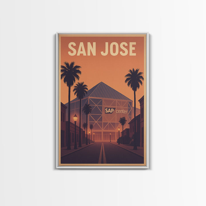 San Jose Travel Poster, Framed Canvas Print, Mid Century City Wall Art, San Jose Art Print, Wanderlust Decor, Gift For Travelers