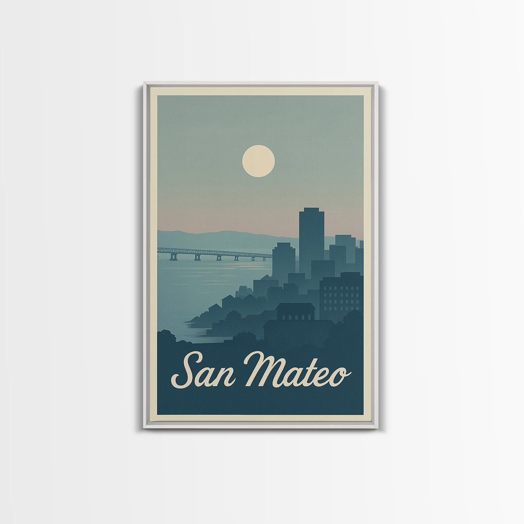 San Mateo Travel Poster, Canvas Print, Vintage Travel Poster Art, San Mateo Wall Art, Vintage Travel Print, Vintage City Poster